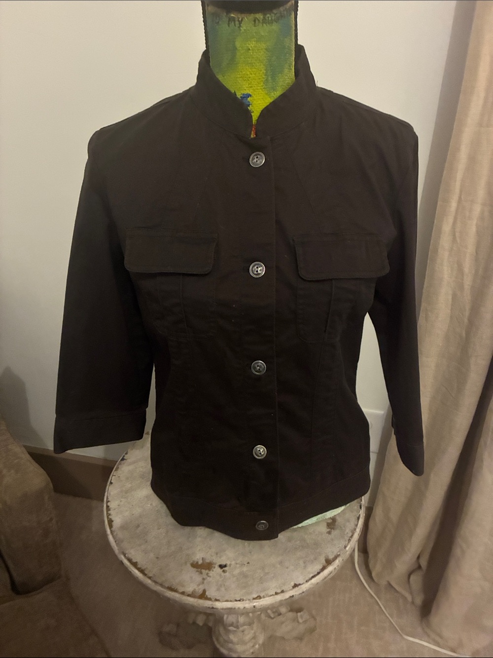 Chico's Black Button-Front Utility Jacket